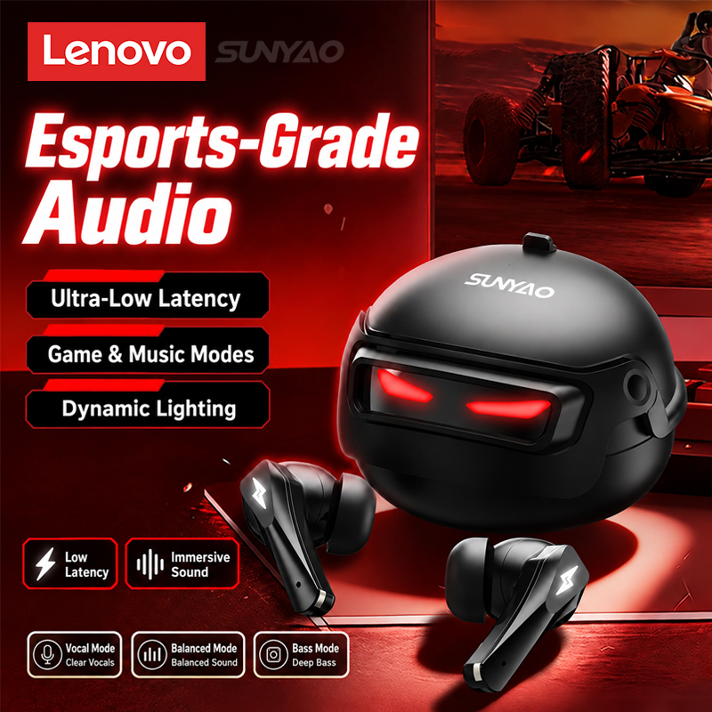 Phone Cases - Lenovo GT101 ゲーミングヘッドセット、ワイヤレスBluetooth 6.0、ゲームモード対応、低遅延、ノイズキャンセリング、eスポーツ用ヘッドホン、新品