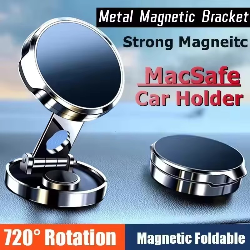 Phone Stands - 丸型折りたたみ式マグネットカーホルダー 360度回転式携帯電話ブラケットマウント 強力マグネット対応 iPhone/Samsungスタンド用