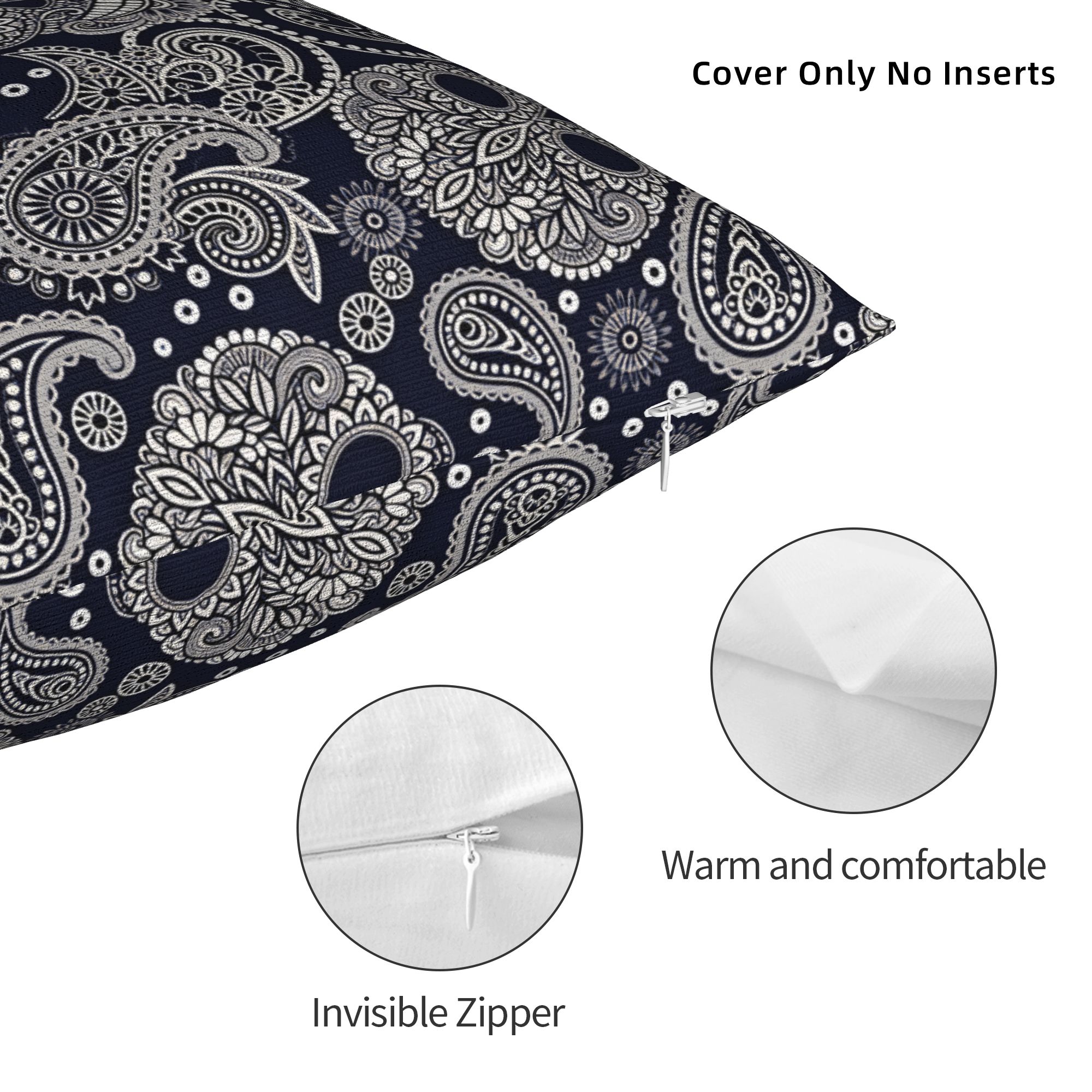 ペイズリー柄のスカルと花の模様が織り込まれた、継ぎ目のない枕 - Vintage Floral Pattern Soft Case のレビューと価格