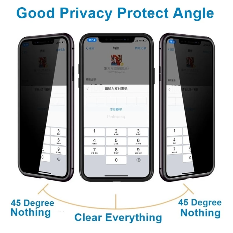 iPhone 17、16、15、14、13、12、XR、11 - Anti Spy Privacy Glass Case のレビューと価格
